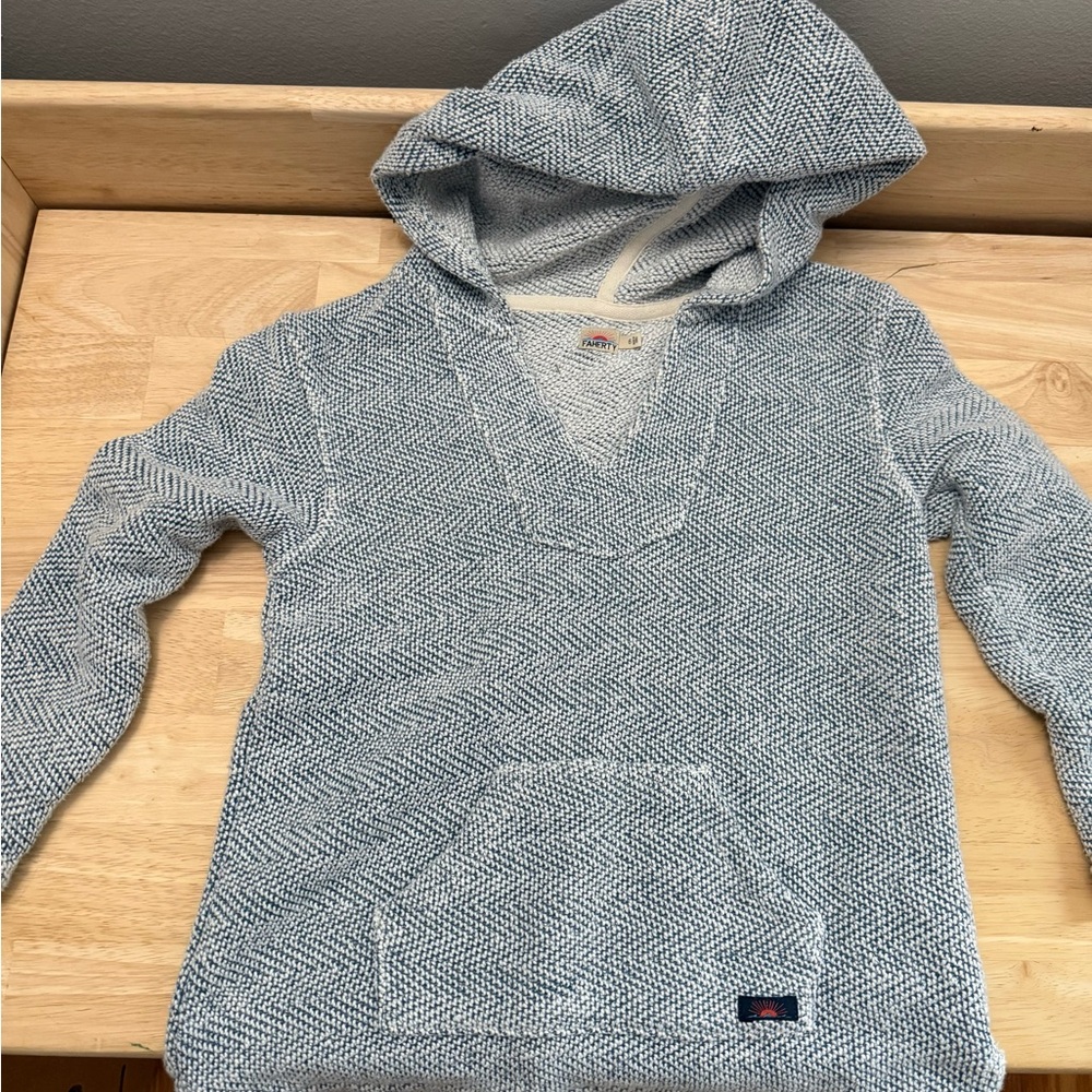 Faherty brand Gray blue herringbone poncho